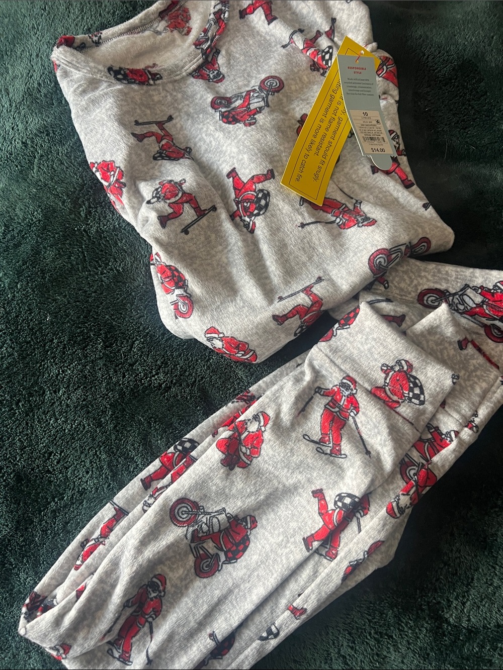NWT Cat & Jack Grey Holiday Santa Sports Pajama Top